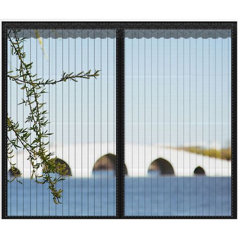 Insektenschutzgitter für Fenster, zuschneidbar, 130 cm - 150 cm, mit Klebestreifen, feinmaschig, ohne Bohren - Schwarz (1/4)