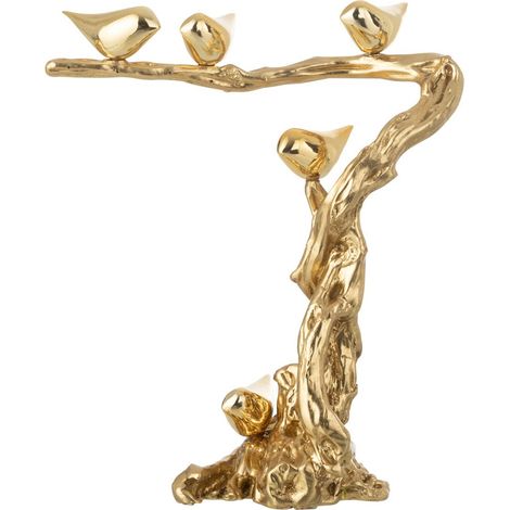 Oiseaux sur Branche en Résine "Maribel" 46cm Doré (1/2)