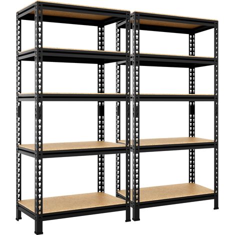 Yaheetech 2 x Etagères de Rangement 150 x 70 x 30 cm Étagère Metallique Atelier/Garage/Cuisine Charge Lourde 130 kg par Niveau sans Boulons Noir (1/5)