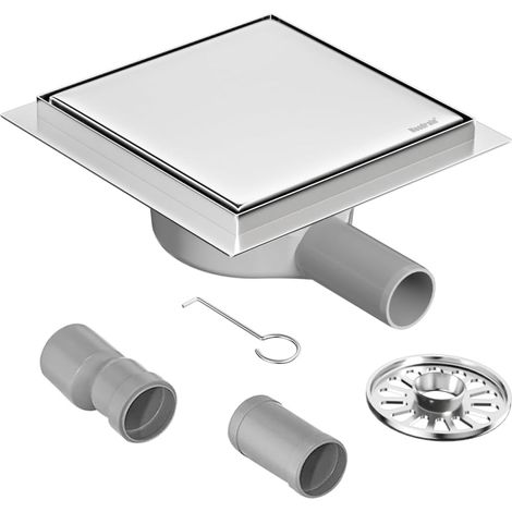 Caniveau de Douche en Acier Inoxydable 360° Siphon De Sol, Odeur et Filtre de Cheveux 2 en 1 Drain de Sol, 15 x 15 cm (1/5)