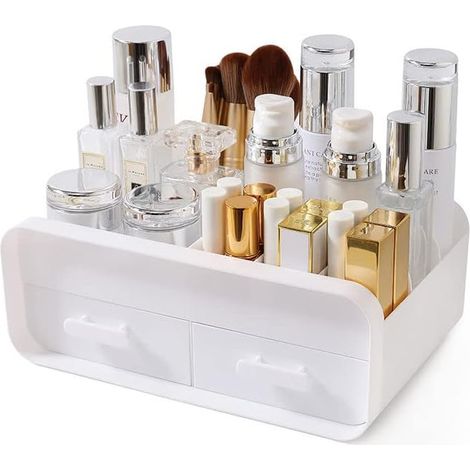 royaluxe - Boîte de rangement cosmétique, grand soin de la peau, table de vinaigrette, rouge à lèvres, Blanc., Tiroir (1/4)