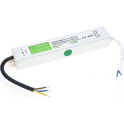 Fuente de alimentación LED impermeable IP67, transformador adaptador de corriente de 90-250 V CA a 12 V CC, salida de bajo voltaje de 24 W, para tiras de LED, cajas de luz para exteriores y letreros l (1/5)