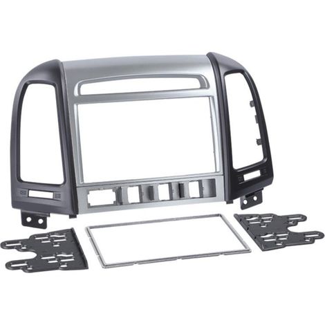 Facade autoradio 2DIN compatible avec Hyundai Santa Fe ap11 Noir Gris