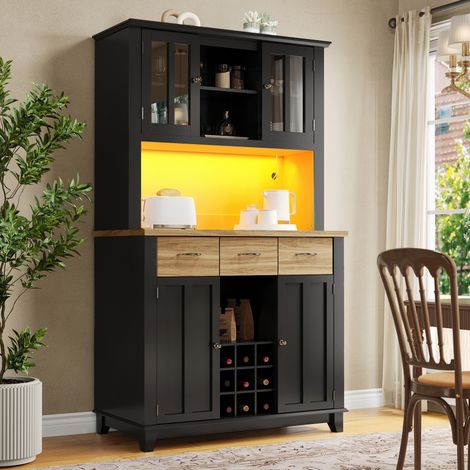 Schrank Küchenschrank Aufbewahrung 106x40x179,5 Black OKMYHOME (1/5)