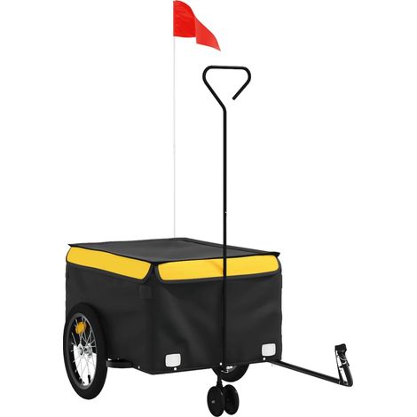 Remorque de vélo noir et jaune 45 kg fer