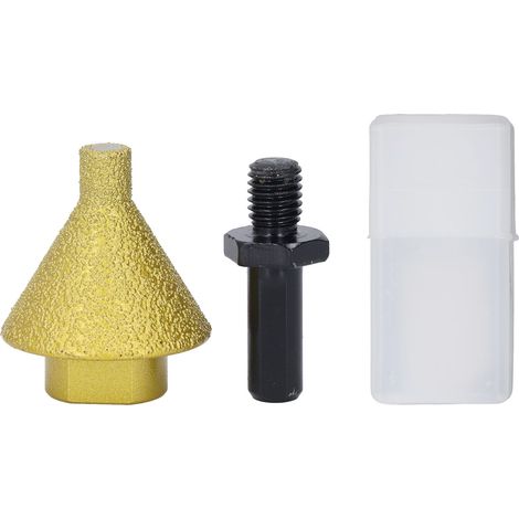 Fresa cónica de diamante de 38 mm de diámetro con vástago M10 para taladrar, agrandar y pulir, grano 50. (1/5)