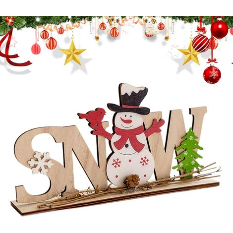 Décoration de Table de Noël Pièce Maîtresse Père Noël Et Bonhomme De Neige Pancarte En Bois Décoration Maison Pour Les Fêtes Pour Fêtes D'Hiver Salle De Bain Cuisine Chambre Bureau (1/5)