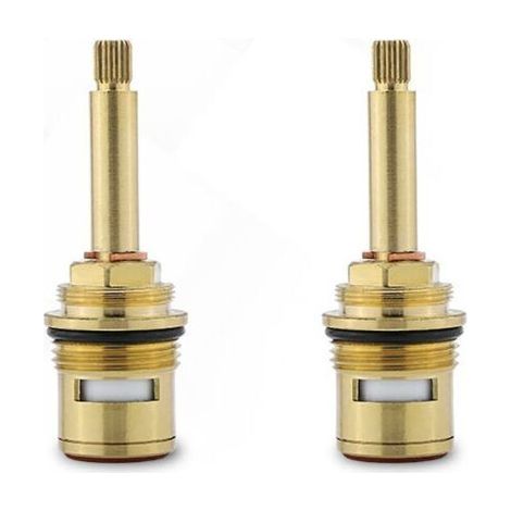 2pcs Brass Ceramic Faucet Valve Replacement Cartridges (Red+Blue) (1/5)
