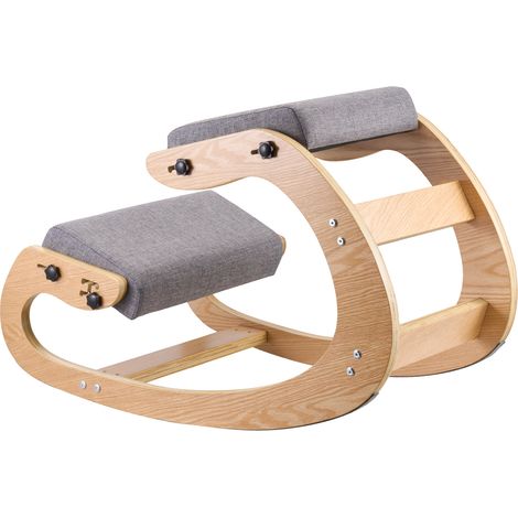 Mophorn Sedia ergonomica a ginocchio con altezza regolabile, capacità di carico fino a 120 kg, struttura in legno, per studio, lavoro, lettura, meditazione e uso domestico o in ufficio, colore grigio (1/5)