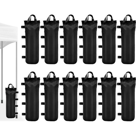 Lot de 12 Sacs de Lestage pour Tonnelle, Sacs de Sable Oxford 800D, 120 kg Poids de Fixation avec Poignées et Bandes Velcro pour Barnum, Tente de Jardin, Parasol Déporté et Trampoline (1/5)