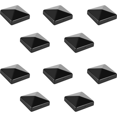Randaco 10 Stück Pfostenkappe 91x91 mm aus Eisen, Zaunpfosten Schutzkappen, wetterfest und rostfrei, dekorative Pyramidenform für Garten Schwarz