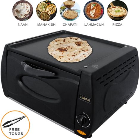 KuKoo - Mini Forno Tandoori Elettrico Fornetto per Pizza Piadine Panini con Piastra Superiore Anti Aderente per Ricette orientali Capacità 13L 2100W
