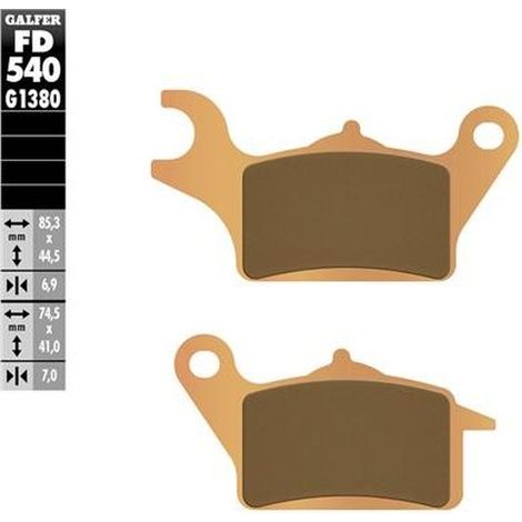 Pastillas de freno Galfer KH708 de metal sinterizado (doradas) para scooter, delanteras: Honda Dio 110 '15- Vision 110 '19-'23 Suzuki Address 125 '21-'23 UH 125 Burgman '22-'23