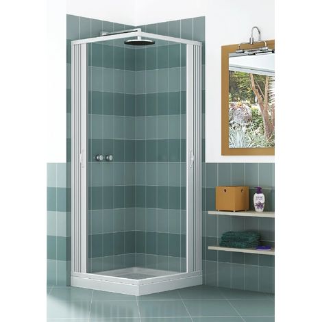 Box Doccia Luna Acquario in PVC 2 Lati Apertura Scorrevole Angolare a Soffietto 120 x 120 x h185 cm (1/5)