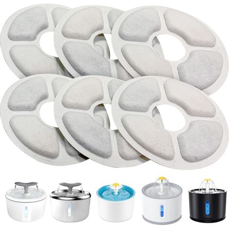 Katzenwasser-Napffilter, 6er-Pack, dreifache Filtration, geeignet für 3-Liter-Katzenwassernäpfe.