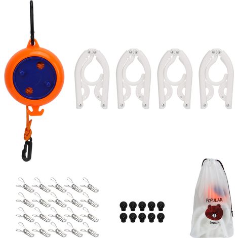Corde à linge portable de voyage 8m, fil anti-dérapant pour hôtel avec pinces à linge, idéal extérieur intérieur, sèche-linge pratique. (1/5)