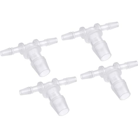 4 Paquet Barbillon Tuyau Raccords - 4x10x4mm OD Tee Plastique Tuyau Connecteurs Appliquer à Eau Carburant, Transparent (T Formé 3 Voie) (1/5)