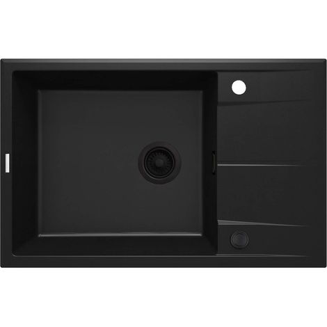 Lavello cucina in granito con 1 vasca e gocciolatoio 78x50 cm nero - Lyra