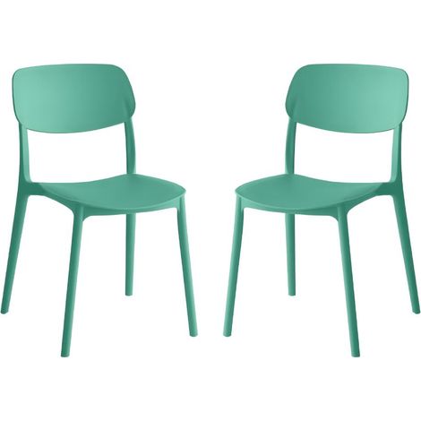Set 2 Sedie Impilabili in polipropilene da cucina 40x39x78 cm Colore Verde Menta SUN Colore Verde Menta