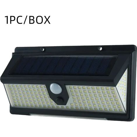 (2W-noir-blanc) Nouvelle applique solaire murale à détecteur de présence, 190 LED rouges et bleues, étanche, pour jardin ou extérieur. (1/5)