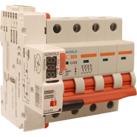 MCB Interruttore Magnetotermico Trifase Con Riarmo Automatico, 380V Curva C 4P 5M 10000A AC 400V PB8H, 3 Tentativi (10s/60s/300s), Corrente Disponibili 10A 16A 20A 25A 32A 40A 50A 63A  (C32A)