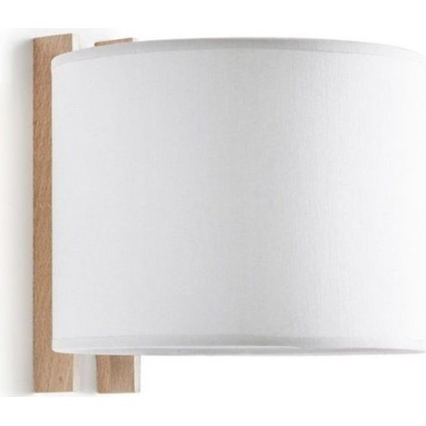 Supporto a parete COMPACT E27-Ø45 40W Cotone bianco Legno di faggio