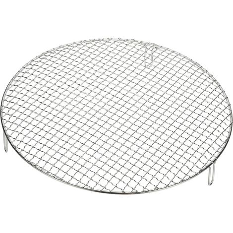 1 Grille de cuisson ronde, Acier inoxydable 201, Pieds surélevés, Maille 11mm, Pour barbecue et refroidissement (1/5)