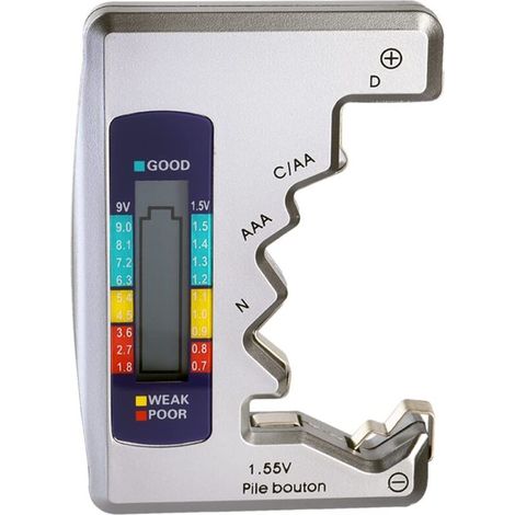 Universeller digitaler Batterietester für AA-, AAA-, CDN-, 9V- und 1,5V-Knopfzellenbatterien.