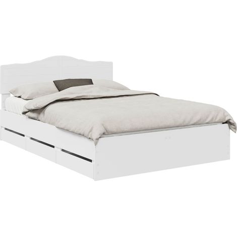 vidaXL Cadre de lit avec tiroir Blanc 140 x 190 cm Bois Ingénierie