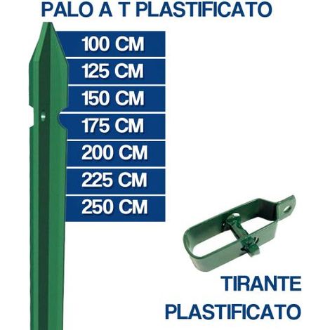 PALO PALETTO FERRO PLASTIFICATO VERDE PALETTI A T PER RECINZIONE RETE 16956V 100 (16956)