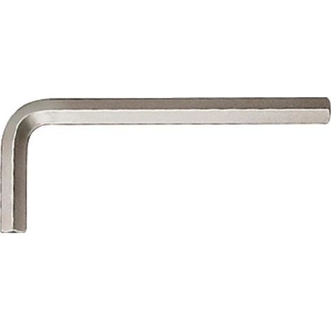 Llave Allen hexagonal, en versión en pulgadas corta, en niquelado brillante (01186) 1/4 x 90 mm, 36 mm