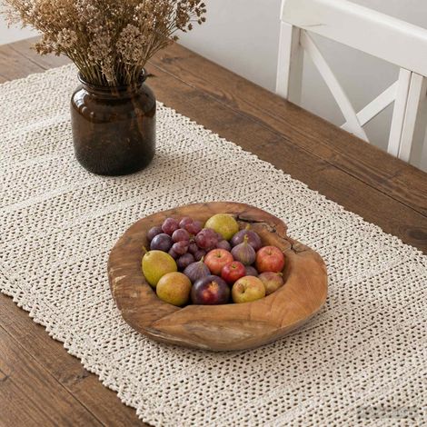 vidaXL Corbeille à fruits JEPARA Ø 40 cm Bois de teck massif Rond (1/5)