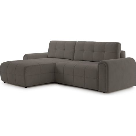 Selsey Simolla – Ecksofa mit Schlaffunktion und Bettkasten, links, Chenille, Taupe