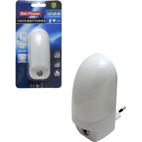 TRADE SHOP - Lampada Notturna Luce Notte Da 1w Con Interruttore On Off 6000 H 7000 K Fredda - (1/2)