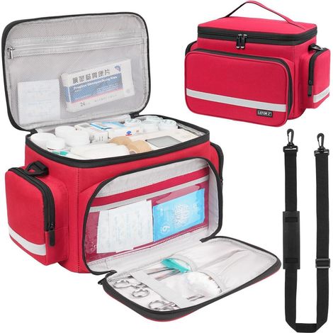 Erste Hilfe Tasche Rot mit Schultergurt, leer, für medizinisches Zubehör