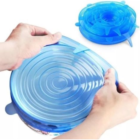 Couvercle,Couvercle Silicone extensible universel réutilisable En Stock 6 pièces couvercles réglables, couvercle - Type 6Pcs Blue (1/4)