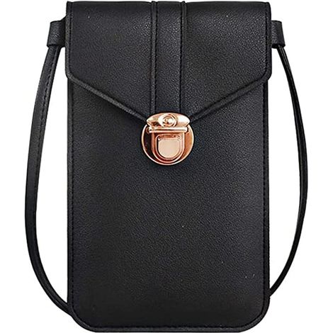 Sac messager pour téléphone portable pour femme avec écran tactile (noir),