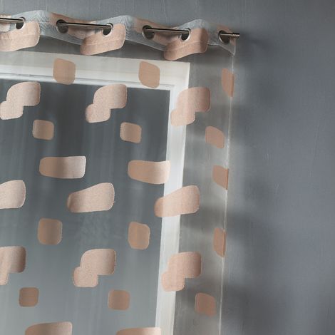 Voilage organza jacquard motif de briques Beige 140x240 cm