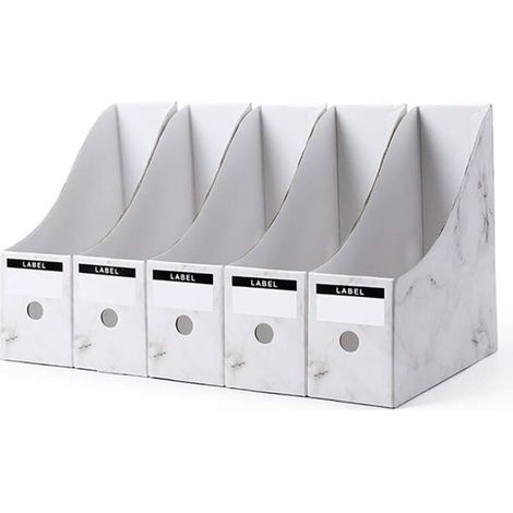 Porte-revues UlisemPack, boîte de rangement, organiseur, porte-documents, format A4, pour bureau, école, maison (blanc) (1/4)