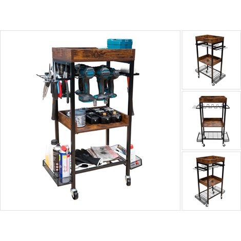 Carrello da officina Toolbrothers per utensili elettrici e manuali in metallo 86 x 45 x 30 cm ( L x P x P ) Ruote di trasporto con freno