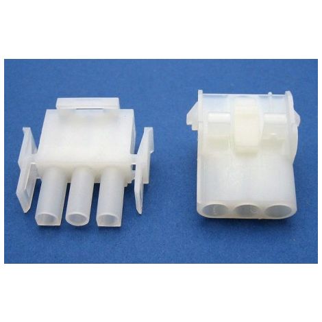 Ensemble de 2 connecteurs 3P mâle/femelle en plastique blanc enfichable – Boîtiers MATE-N-LOCK sans contact métallique – 15A max – Nylon UL94V-0 – Te Connectivity