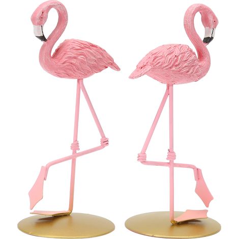Figurine de flamant rose, objet artisanal en résine, décoration pour salon/chambre à coucher pour une ambiance féminine.
