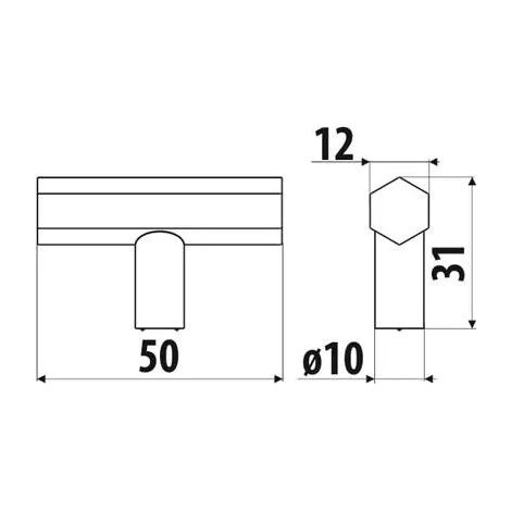 Bouton crayon - Forme T - Or satiné