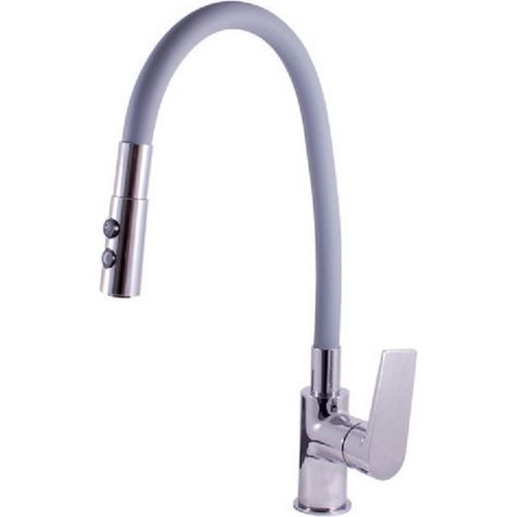 Mitigeur évier flexible gris à mémoire de forme COLORADO H. 36 cm (1/3)
