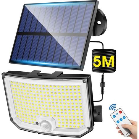 Lampe Solaire Exterieur, 238LED 2000LM Lumiere Solaire Exterieur Detecteur de Mouvement Eclairage Exterieur Solaire, 3 Modes&Télécommande Projecteur Solaire Exterieur,2200mAh Spot Solaire Exterieur (1/4)
