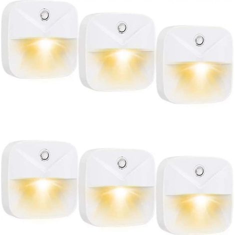 Lot de 6 veilleuses LED à détection de mouvement, lumière chaude, capteur intelligent, éclairage nocturne sans fil, lampe d'appoint automatique pour couloir, salle de bain, chambre, 180 chars (1/3)