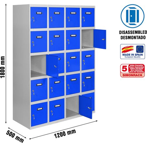 Simonrack Simonlocker Metallkasten grau und blau