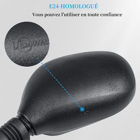 Lot de 2 rétroviseurs moto certifiés E/M8 M10, filetage droit/gauche, compatibles scooter, ATV, cyclomoteur, vélo électrique