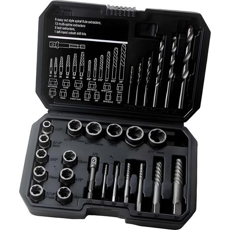 Lot de 26 outils professionnels de retrait de boulons et d'écrous avec taille de 2,5 mm à 19 mm pour réparation automobile et entretien industriel, outil d'extraction de boulons industriels (1/4)
