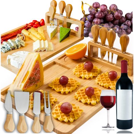 Vassoio per formaggi, vassoio per spuntini, tagliere per salumi, coltelli (1/5)
